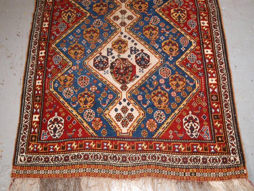 ANTIQUE QASHQAI TRIBAL RUG, OUTSTANDING CONDITION AND COLOUR, CIRCA 1880. View IV