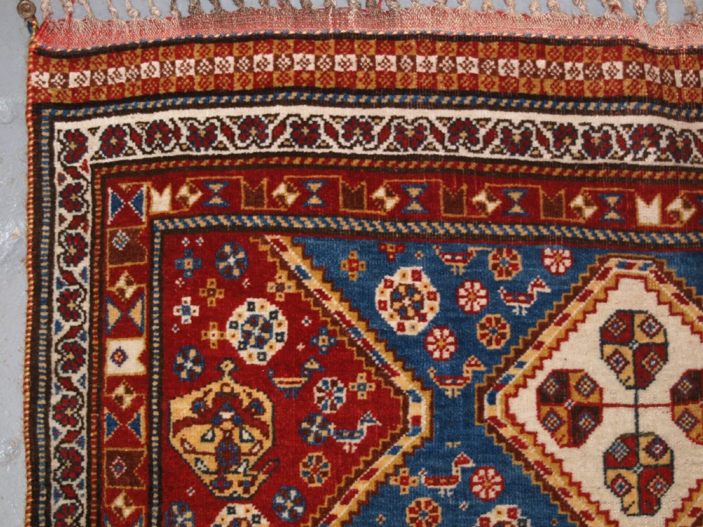 ANTIQUE QASHQAI TRIBAL RUG, OUTSTANDING CONDITION AND COLOUR, CIRCA 1880. View V