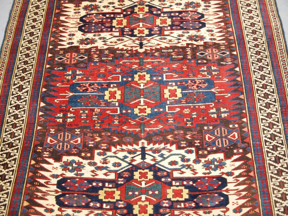 ANTIQUE CAUCASIAN ZEJWA VILLAGE RUG OF SCARCE DESIGN, CIRCA 1880. View III