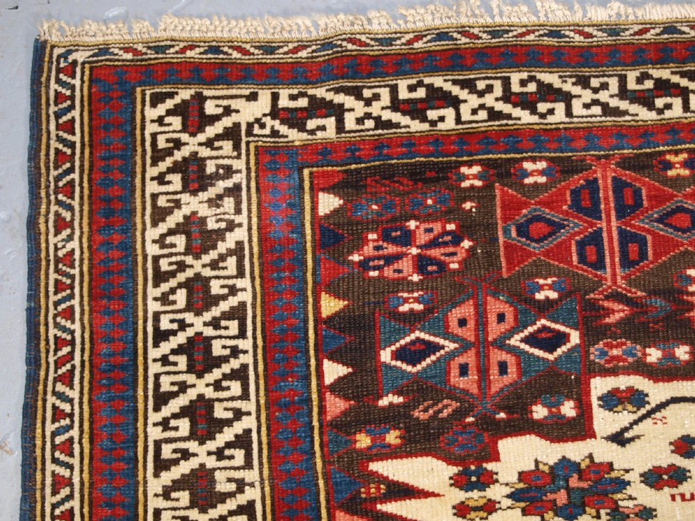 ANTIQUE CAUCASIAN ZEJWA VILLAGE RUG OF SCARCE DESIGN, CIRCA 1880. View V