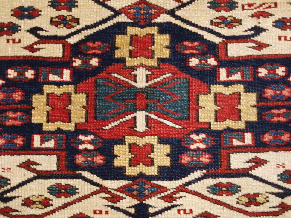 ANTIQUE CAUCASIAN ZEJWA VILLAGE RUG OF SCARCE DESIGN, CIRCA 1880. View VII