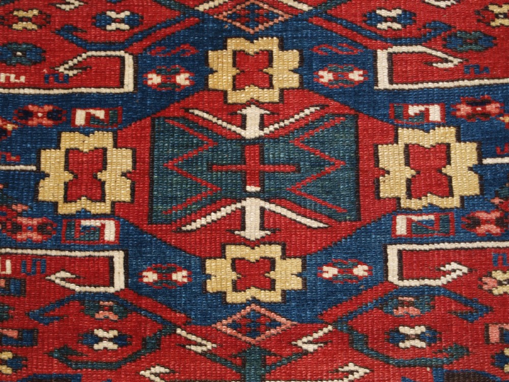 ANTIQUE CAUCASIAN ZEJWA VILLAGE RUG OF SCARCE DESIGN, CIRCA 1880. View IX