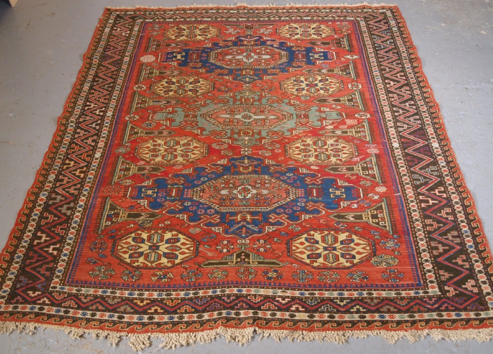 ANTIQUE CAUCASIAN SOUMAK, CLASSIC DESIGN, SCARCE SMALL SIZE, CIRCA 1880.