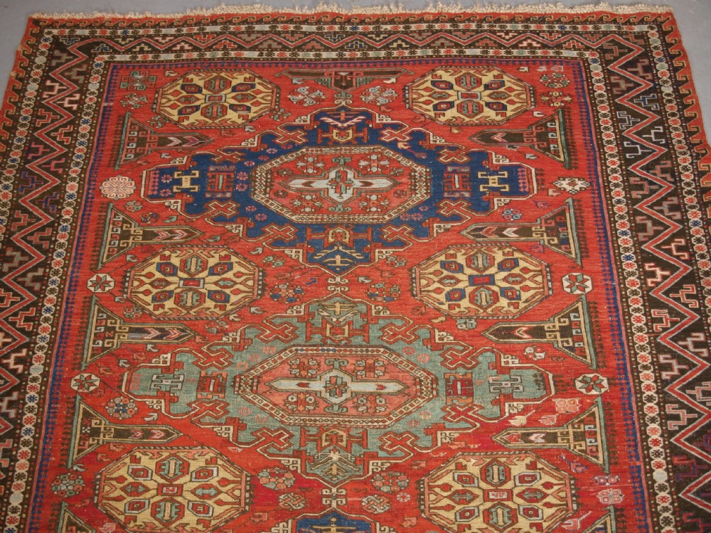 ANTIQUE CAUCASIAN SOUMAK, CLASSIC DESIGN, SCARCE SMALL SIZE, CIRCA 1880. View II