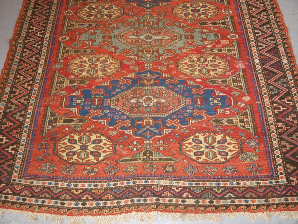 ANTIQUE CAUCASIAN SOUMAK, CLASSIC DESIGN, SCARCE SMALL SIZE, CIRCA 1880. View IV