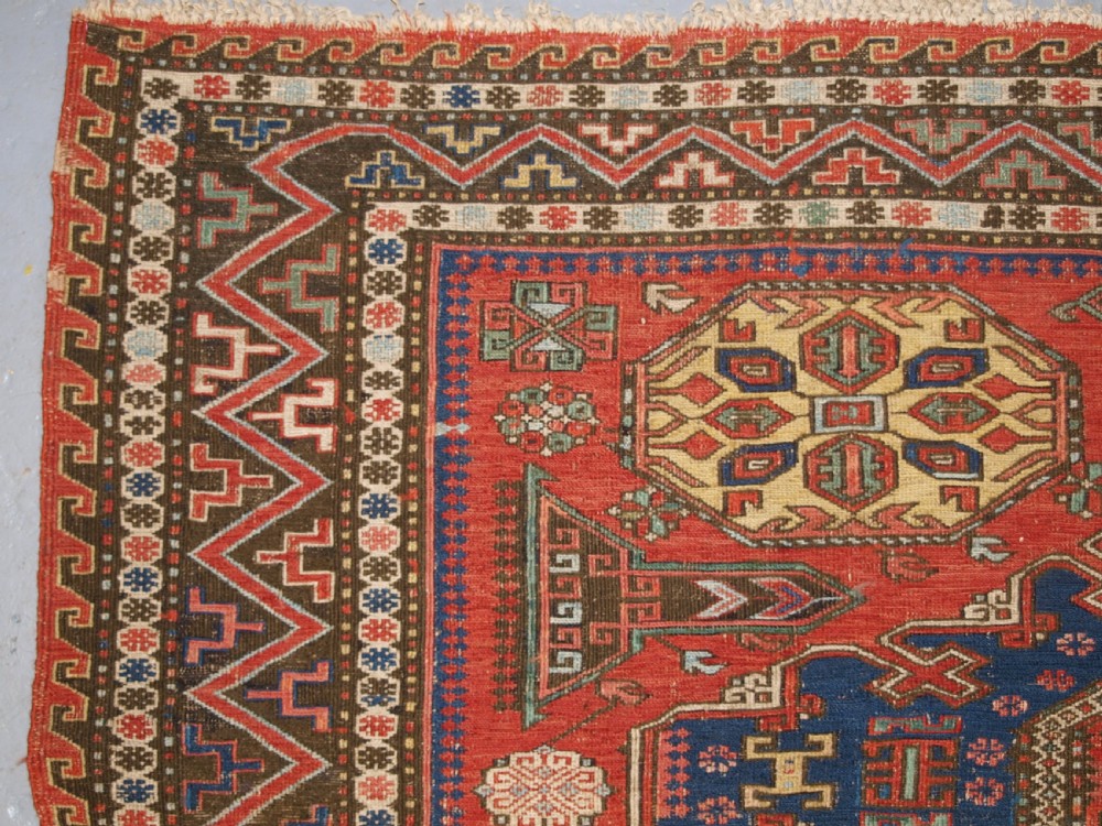 ANTIQUE CAUCASIAN SOUMAK, CLASSIC DESIGN, SCARCE SMALL SIZE, CIRCA 1880. View V