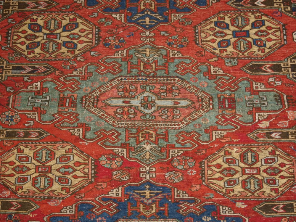 ANTIQUE CAUCASIAN SOUMAK, CLASSIC DESIGN, SCARCE SMALL SIZE, CIRCA 1880. View IX