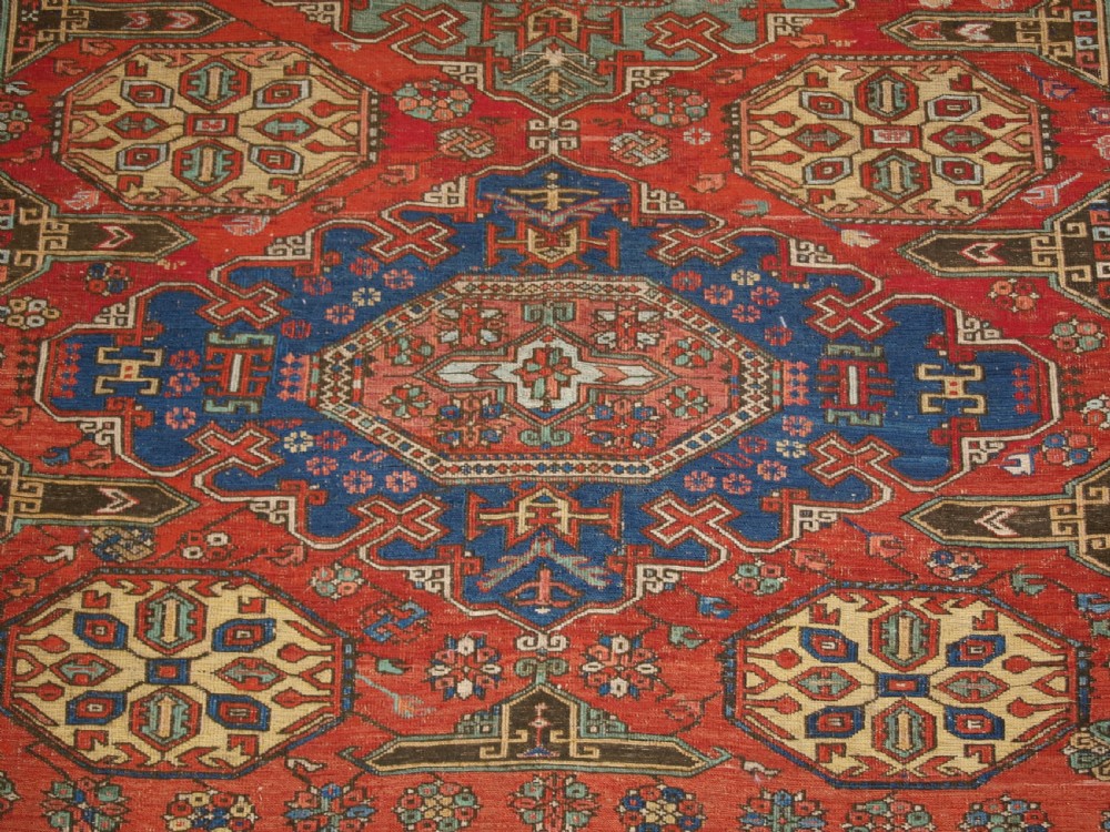 ANTIQUE CAUCASIAN SOUMAK, CLASSIC DESIGN, SCARCE SMALL SIZE, CIRCA 1880. View X