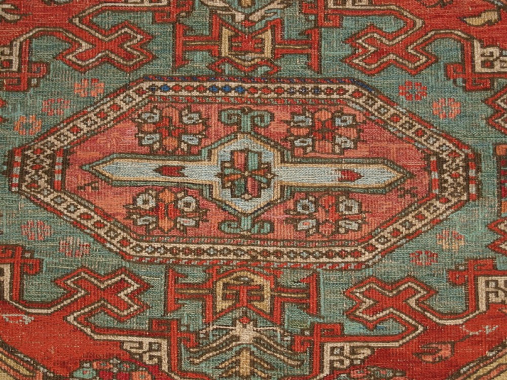 ANTIQUE CAUCASIAN SOUMAK, CLASSIC DESIGN, SCARCE SMALL SIZE, CIRCA 1880. View XII