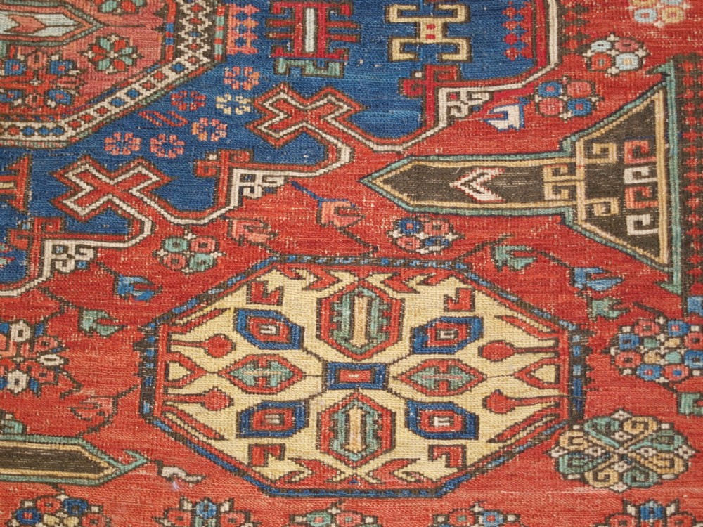 ANTIQUE CAUCASIAN SOUMAK, CLASSIC DESIGN, SCARCE SMALL SIZE, CIRCA 1880. View XV
