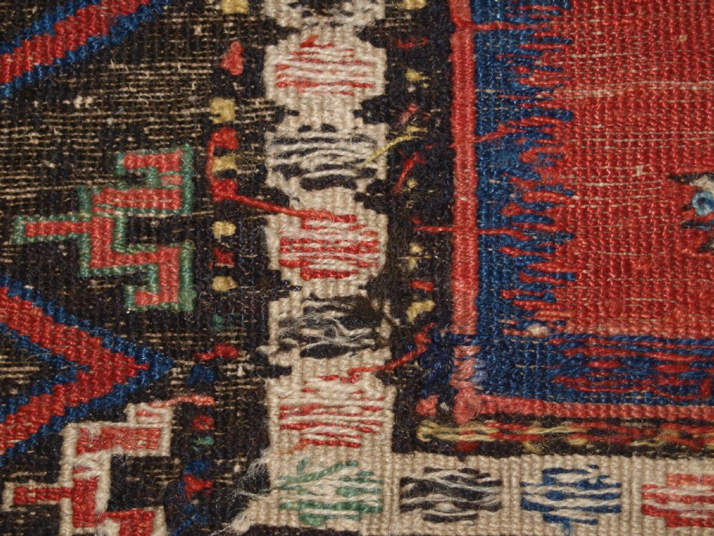 ANTIQUE CAUCASIAN SOUMAK, CLASSIC DESIGN, SCARCE SMALL SIZE, CIRCA 1880. View XVI