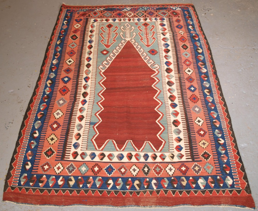 ANTIQUE TURKISH OBRUK PRAYER KILIM, SUPERB CONDITION, CIRCA 1900.