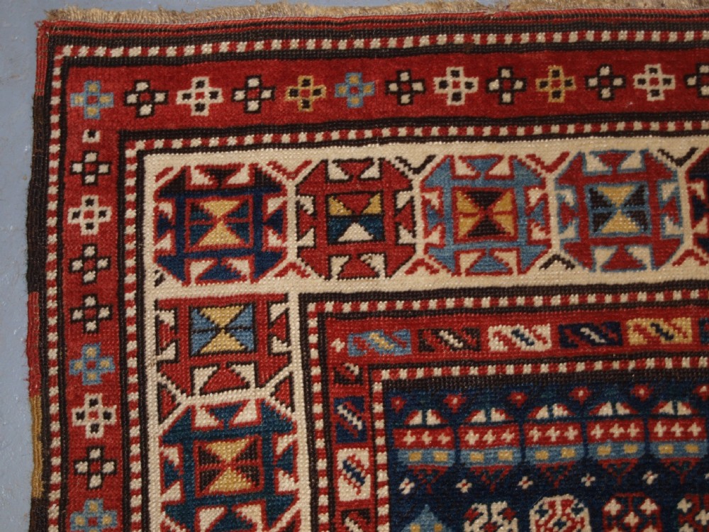ANTIQUE CAUCASIAN SHIRVAN BAKU LONG RUG RUNNER, STAR DESIGN, CIRCA 1880. View VI