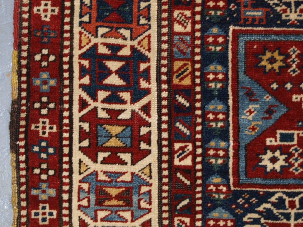 ANTIQUE CAUCASIAN SHIRVAN BAKU LONG RUG RUNNER, STAR DESIGN, CIRCA 1880. View VII