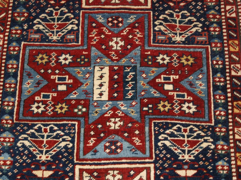 ANTIQUE CAUCASIAN SHIRVAN BAKU LONG RUG RUNNER, STAR DESIGN, CIRCA 1880. View IX