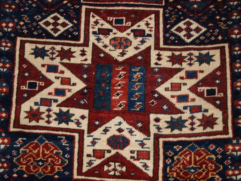 ANTIQUE CAUCASIAN SHIRVAN BAKU LONG RUG RUNNER, STAR DESIGN, CIRCA 1880. View XIII