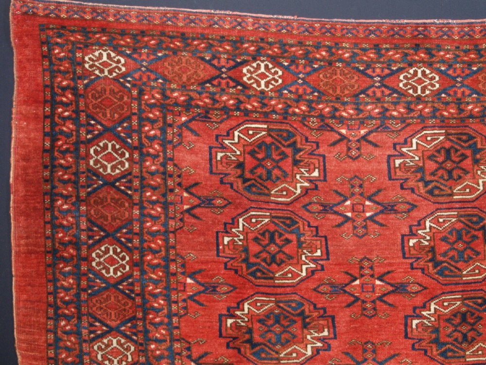 ANTIQUE KIZIL AYAK TURKMEN 9 GUL CHUVAL OF LARGE SIZE, CIRCA 1900. View II