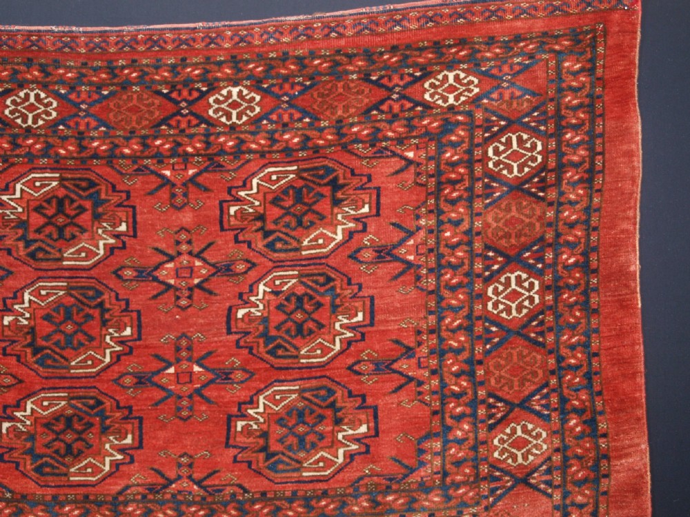 ANTIQUE KIZIL AYAK TURKMEN 9 GUL CHUVAL OF LARGE SIZE, CIRCA 1900. View IV