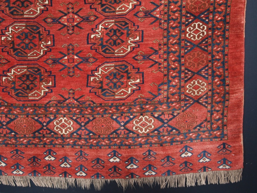 ANTIQUE KIZIL AYAK TURKMEN 9 GUL CHUVAL OF LARGE SIZE, CIRCA 1900. View V