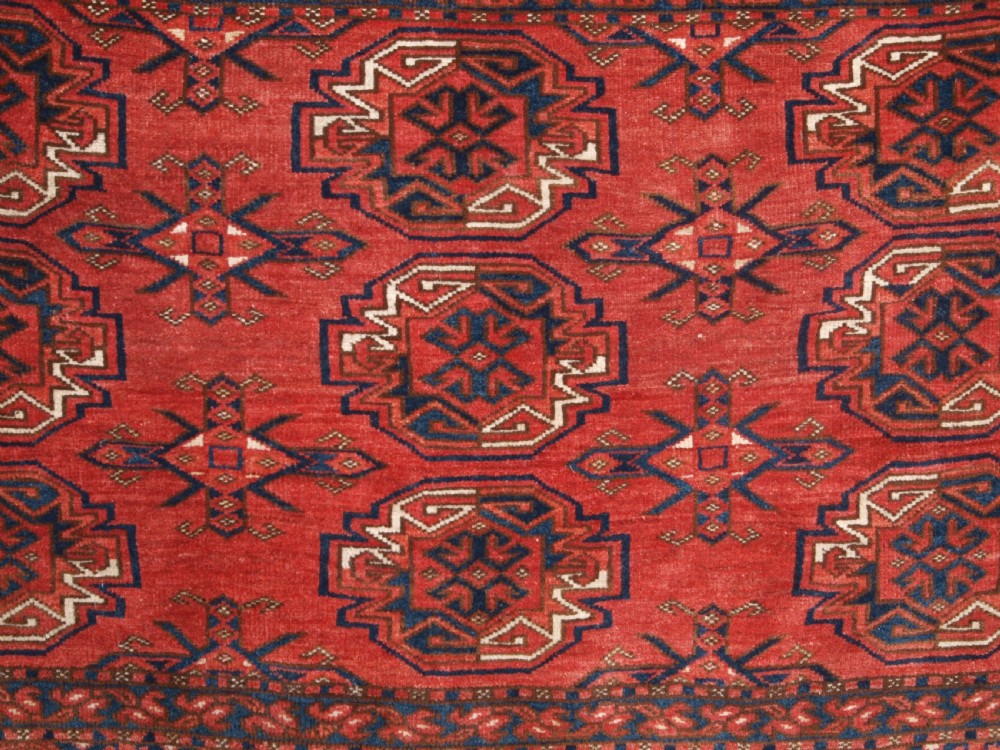 ANTIQUE KIZIL AYAK TURKMEN 9 GUL CHUVAL OF LARGE SIZE, CIRCA 1900. View VI
