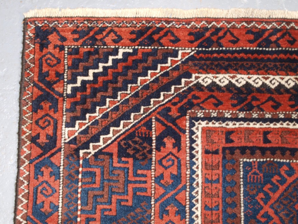 ANTIQUE BALUCH RUG WITH COMPARTMENT DESIGN, SOFT WOOL, CIRCA 1900. View VI