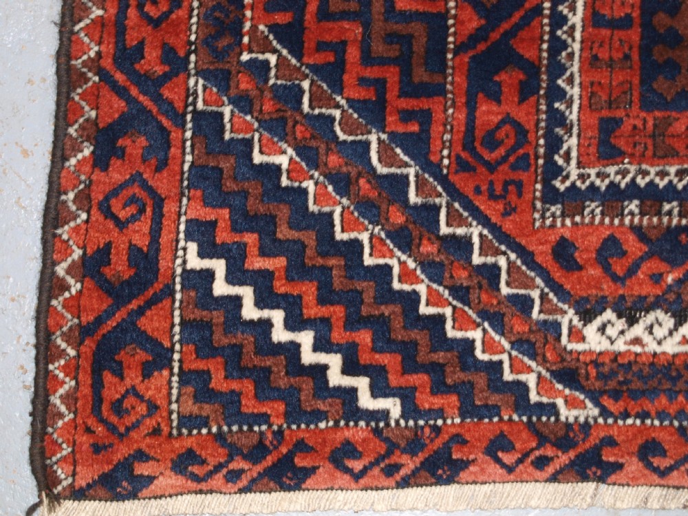 ANTIQUE BALUCH RUG WITH COMPARTMENT DESIGN, SOFT WOOL, CIRCA 1900. View IX