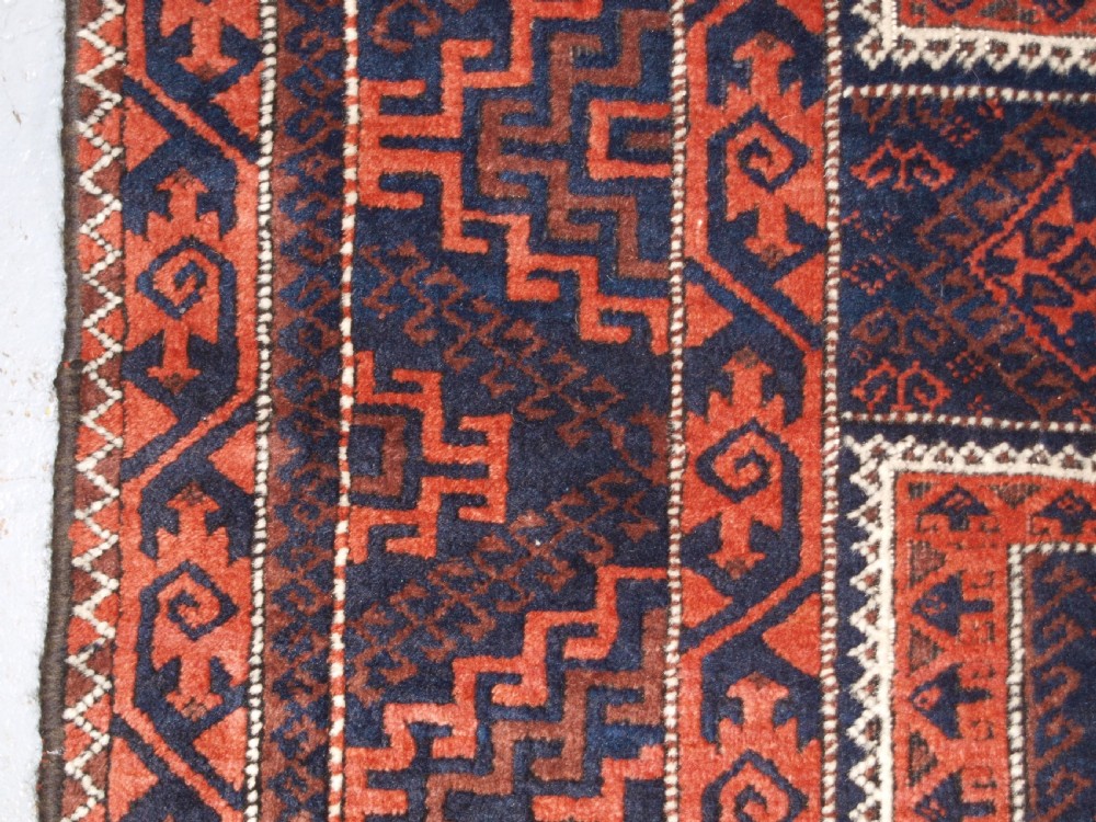 ANTIQUE BALUCH RUG WITH COMPARTMENT DESIGN, SOFT WOOL, CIRCA 1900. View XII