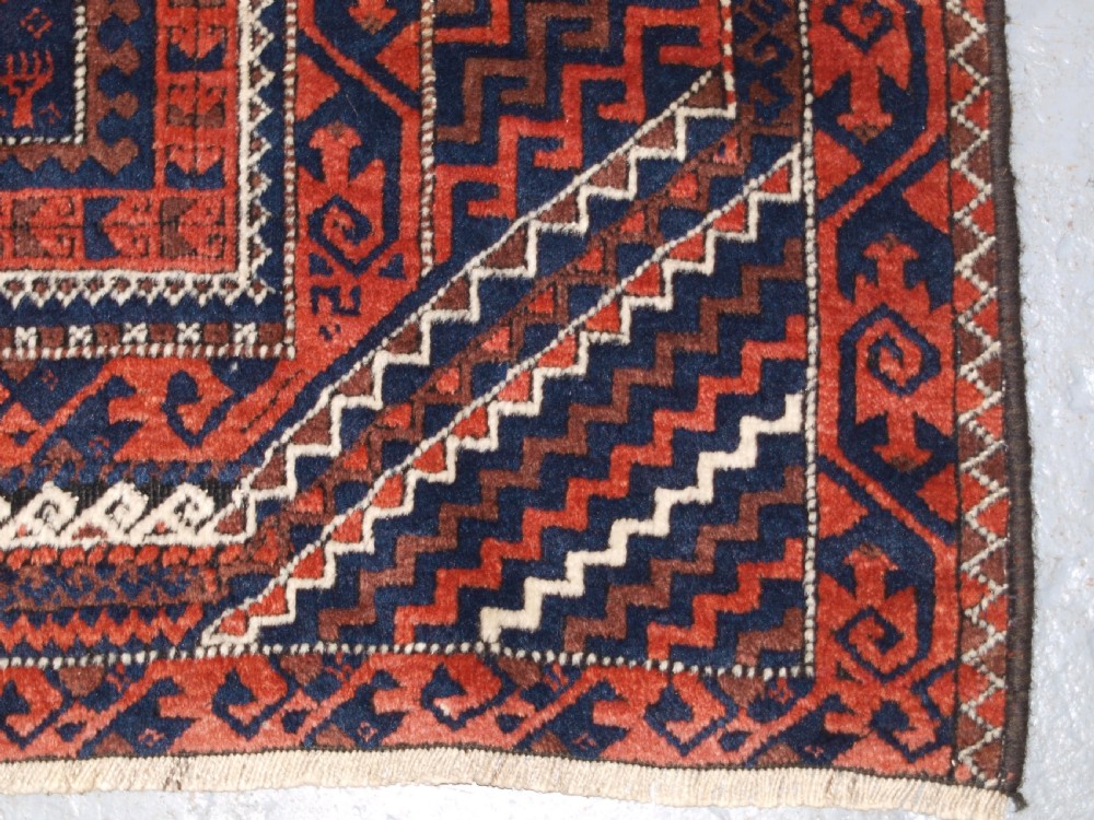 ANTIQUE BALUCH RUG WITH COMPARTMENT DESIGN, SOFT WOOL, CIRCA 1900. View XIII