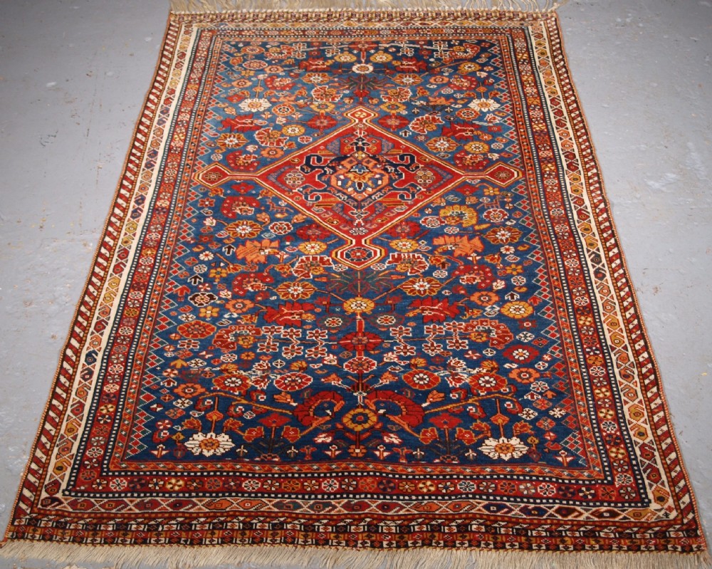 ANTIQUE TRIBAL QASHQAI RUG, EXCELLENT COLOUR AND CONDITION, CIRCA 1880.