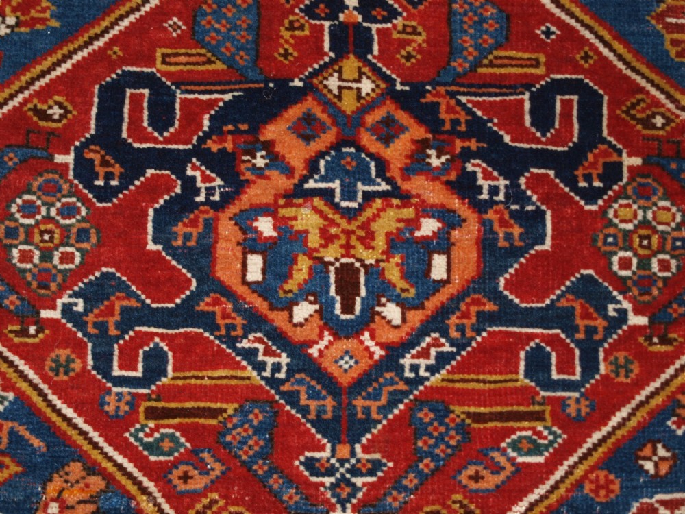 ANTIQUE TRIBAL QASHQAI RUG, EXCELLENT COLOUR AND CONDITION, CIRCA 1880. View X