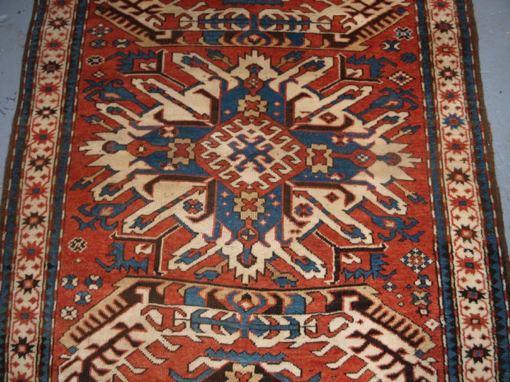 ANTIQUE CAUCASIAN CHELABERD KAZAK SINGLE MEDALLION RUG OF SMALL SIZE, CIRCA 1880. View V