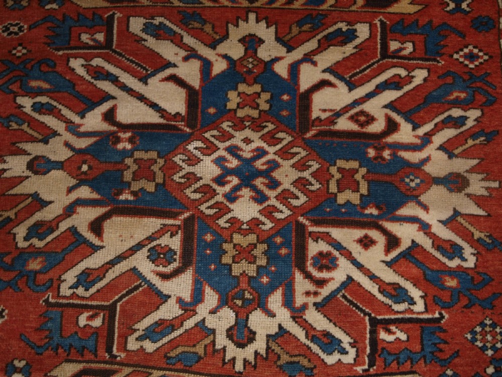 ANTIQUE CAUCASIAN CHELABERD KAZAK SINGLE MEDALLION RUG OF SMALL SIZE, CIRCA 1880. View VII