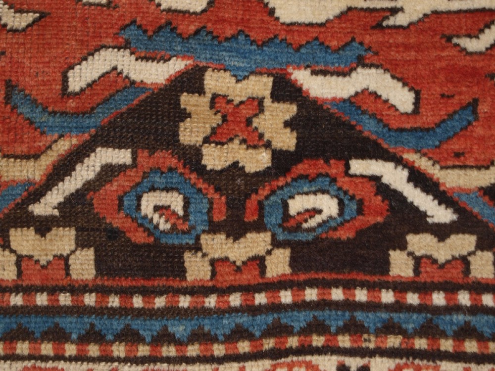 ANTIQUE CAUCASIAN CHELABERD KAZAK SINGLE MEDALLION RUG OF SMALL SIZE, CIRCA 1880. View IX