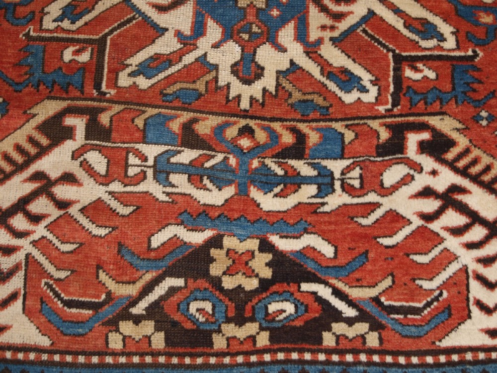 ANTIQUE CAUCASIAN CHELABERD KAZAK SINGLE MEDALLION RUG OF SMALL SIZE, CIRCA 1880. View X