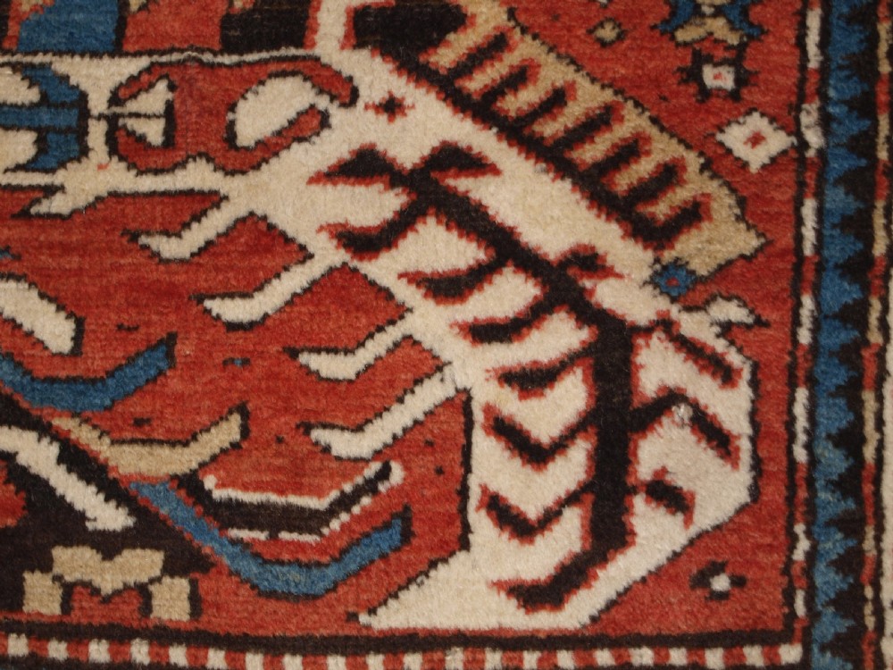 ANTIQUE CAUCASIAN CHELABERD KAZAK SINGLE MEDALLION RUG OF SMALL SIZE, CIRCA 1880. View XI