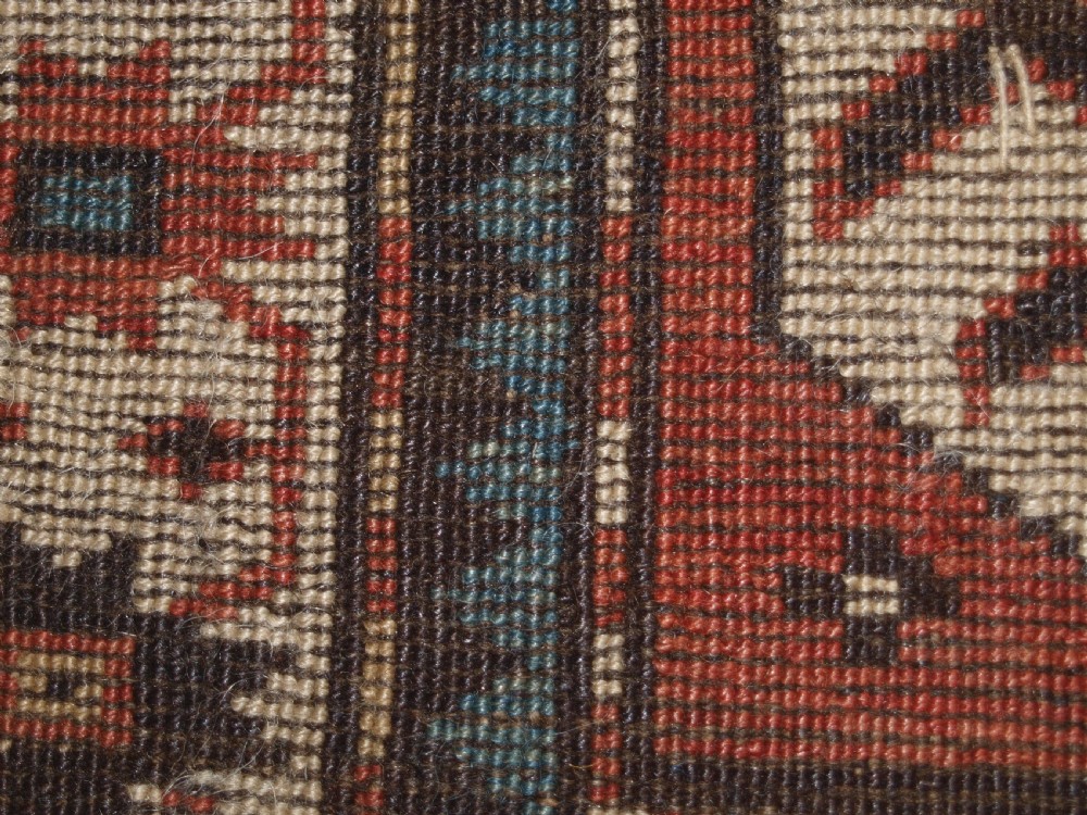 ANTIQUE CAUCASIAN CHELABERD KAZAK SINGLE MEDALLION RUG OF SMALL SIZE, CIRCA 1880. View XIV