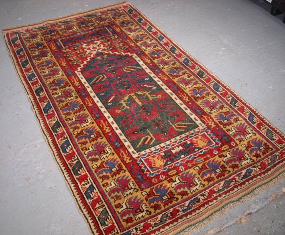 ANTIQUE TURKISH IZMIR REGION PRAYER RUG OF SCARCE TYPE, CIRCA 1890. View II