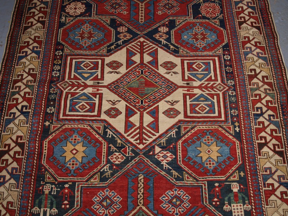 ANTIQUE CAUCASIAN SHIRVAN AKSTAFA STAR MEDALLION RUG, SUPERB, CIRCA 1880. View V