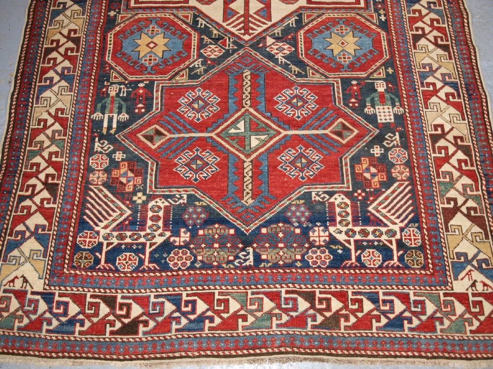 ANTIQUE CAUCASIAN SHIRVAN AKSTAFA STAR MEDALLION RUG, SUPERB, CIRCA 1880. View VI