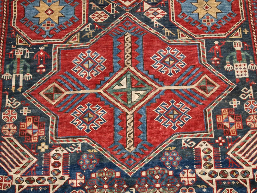 ANTIQUE CAUCASIAN SHIRVAN AKSTAFA STAR MEDALLION RUG, SUPERB, CIRCA 1880. View XIV