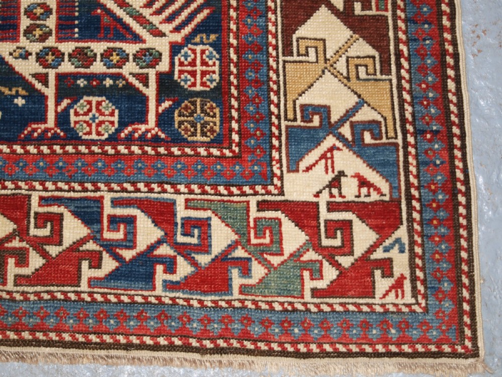 ANTIQUE CAUCASIAN SHIRVAN AKSTAFA STAR MEDALLION RUG, SUPERB, CIRCA 1880. View XV