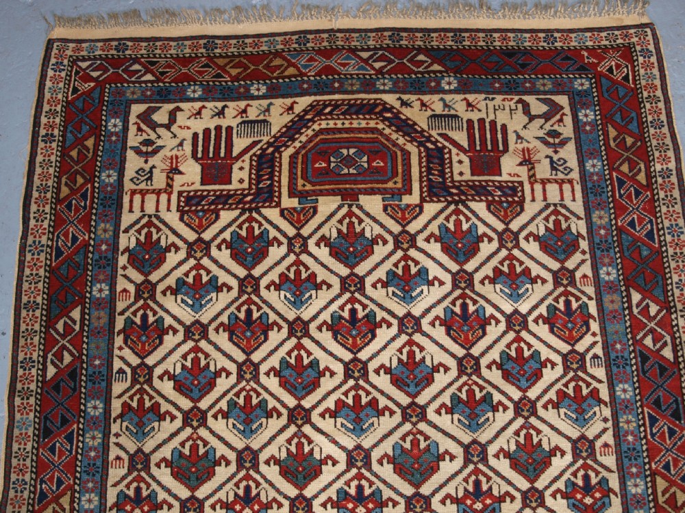 ANTIQUE CAUCASIAN SHIRVAN PRAYER RUG, EX ZALESKI COLLECTION, DATED 1320 / 1902. View II
