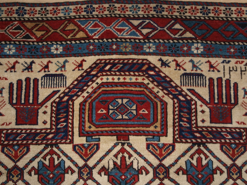 ANTIQUE CAUCASIAN SHIRVAN PRAYER RUG, EX ZALESKI COLLECTION, DATED 1320 / 1902. View VIII