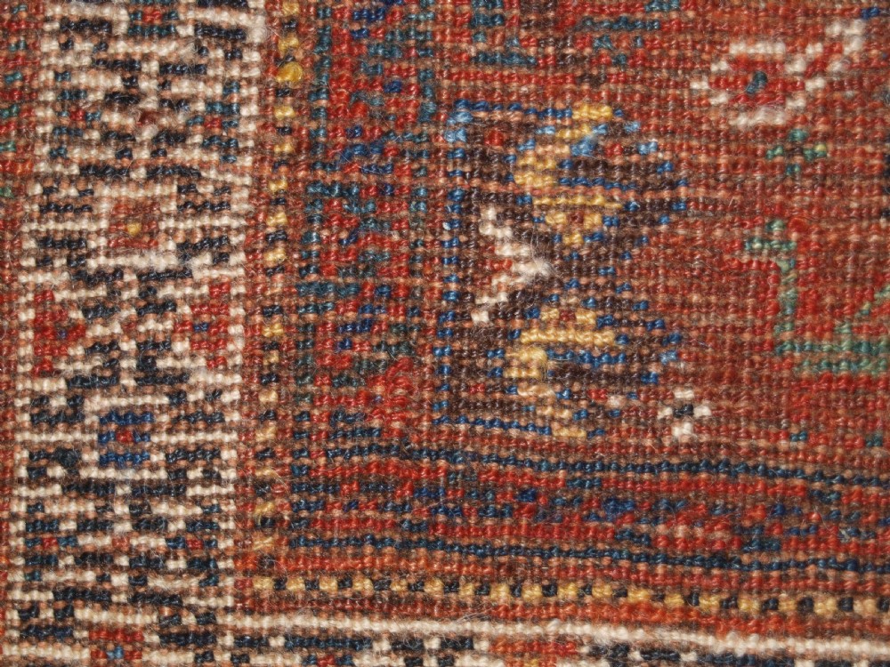ANTIQUE KHAMSEH SHIRAZ TRIBAL RUG OF SMALL SIZE, CIRCA 1910. View XIII