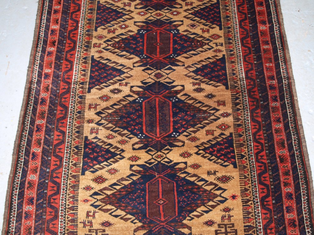 ANTIQUE TIMURI BALUCH RUG OF SCARCE DESIGN, SUPERB CONDITION, CIRCA 1900. View V