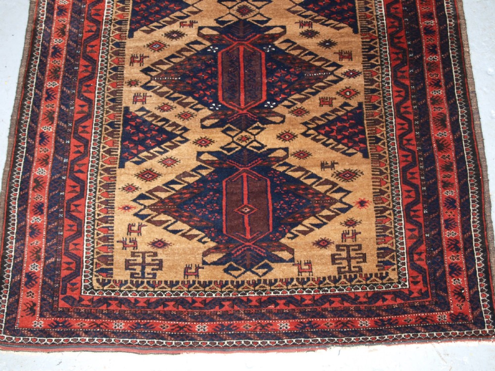 ANTIQUE TIMURI BALUCH RUG OF SCARCE DESIGN, SUPERB CONDITION, CIRCA 1900. View VI