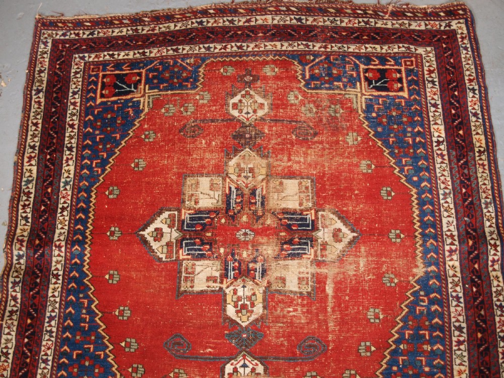 ANTIQUE AFSHAR TRIBAL RUG, SCARCE DESIGN, AS FOUND CONDITION, LATE 19TH CENTURY. View III