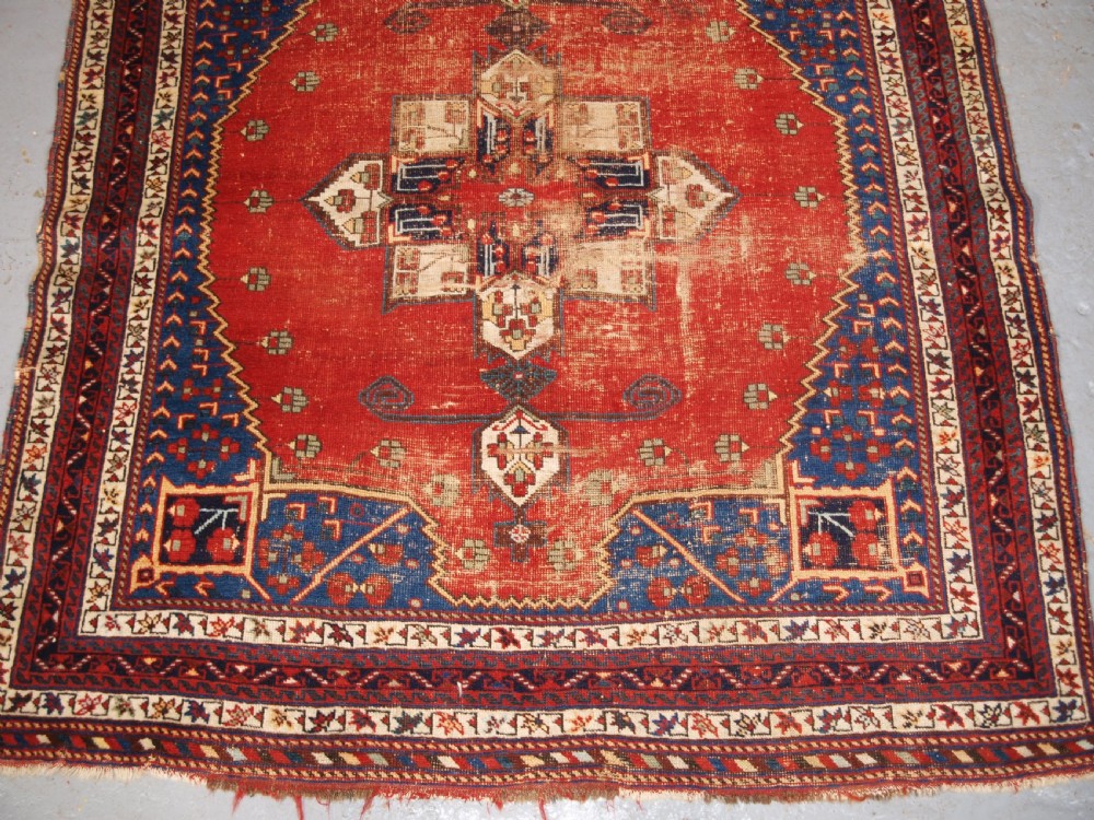 ANTIQUE AFSHAR TRIBAL RUG, SCARCE DESIGN, AS FOUND CONDITION, LATE 19TH CENTURY. View IV