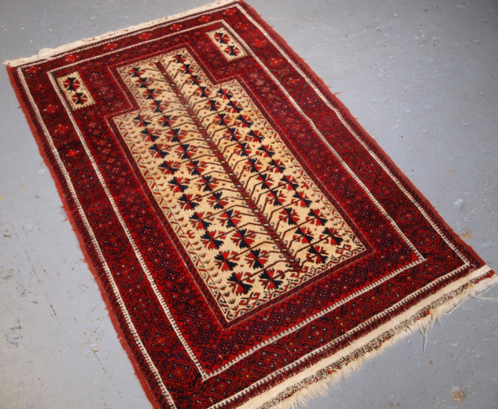 ANTIQUE BALUCH TREE OF LIFE PRAYER RUG, VERY SOFT, CIRCA 1900. View II
