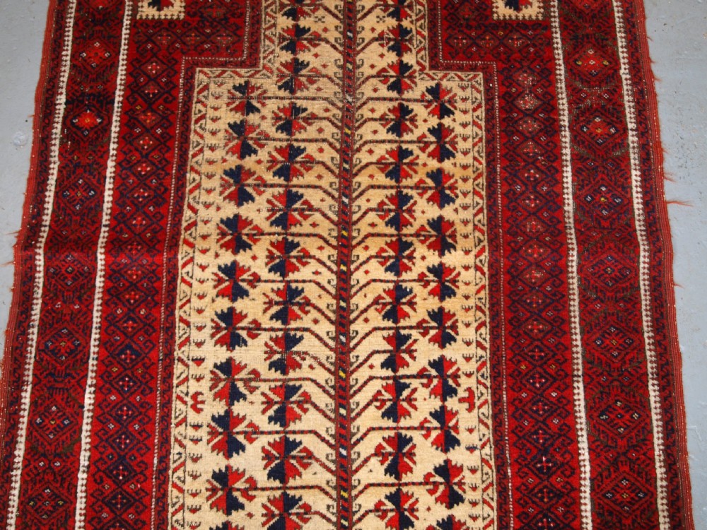 ANTIQUE BALUCH TREE OF LIFE PRAYER RUG, VERY SOFT, CIRCA 1900. View IV